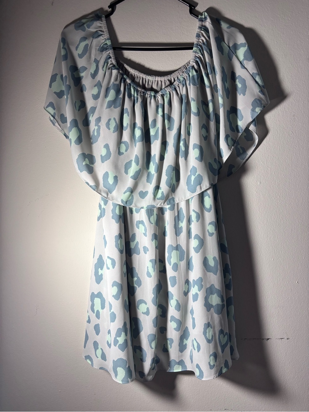 Buddy Love Light Blue & Mint Leopard Print Flutter Dress